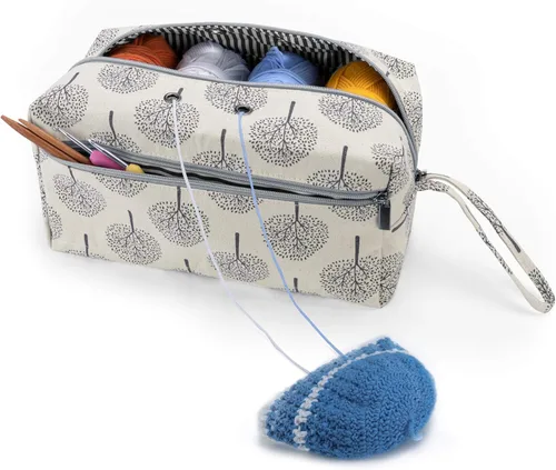 Miniatura 11 de Luxja Bolsa de almacenamiento de hilo pequeña, bolsa de punto portátil para madejas de hilo, ganchos de ganchillo, agujas de tejer