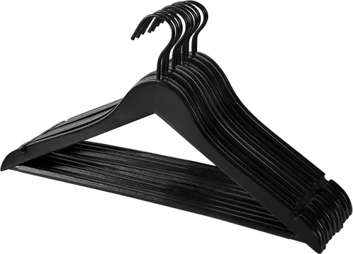 Paquete de 20 perchas de madera maciza de alta calidad para trajes y abrigos con barra antideslizante para pantalones, ganchos con revestimiento