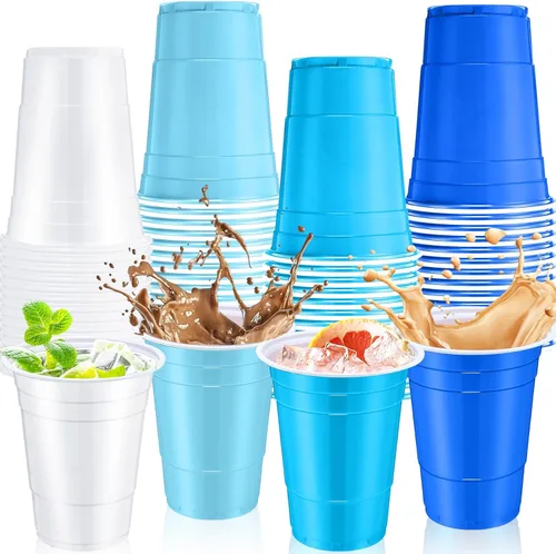 Miniatura 21 de Jingmore 90 vasos de plástico desechables para fiestas de neón, vasos de plástico desechables de 16 onzas, fiestas, matrimonios, despedidas
