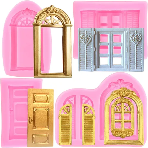 Miniatura 8 de Mujiang Molde de silicona para banco, puente, puerta, ventana, pájaros, flores, fondant, para decoración de pasteles, caramelo, arcilla, resina