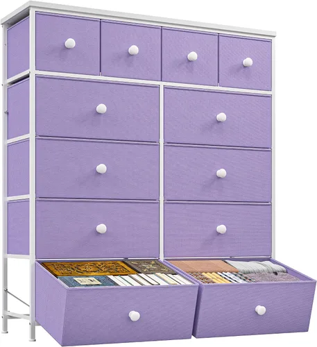 Miniatura 12 de Romorgniz - Cómoda para dormitorio con organizador de cajones de almacenamiento, cómodas y baúles de tela, marco de metal resistente, parte superior