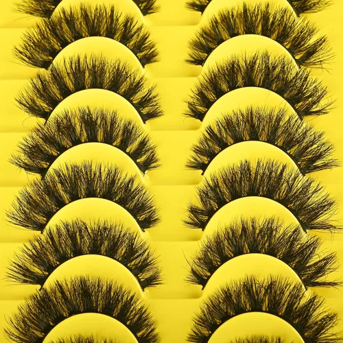 Miniatura 6 de Pestañas Postizas Cortas Tiras de Pestañas Completas de Visón 10 Pares Pestañas Esponjosas de Ojo de Gato Tiras de Pestañas Pestañas de Volumen