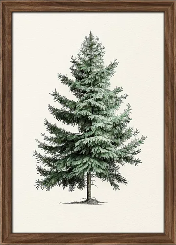 Miniatura 164 de MUDECOR Lienzo enmarcado prémium para pared, pinos nevados en bosque de invierno, ilustraciones modernas, arte contemporáneo, escénico, divertido