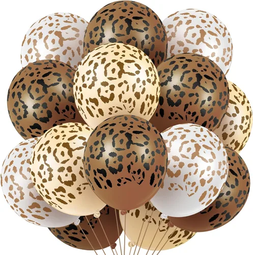 Miniatura 17 de Gejoy 36 globos dorados con estampado de guepardo de 12 pulgadas, globos con estampado de leopardo, safari, selva, animales, decoraciones de látex