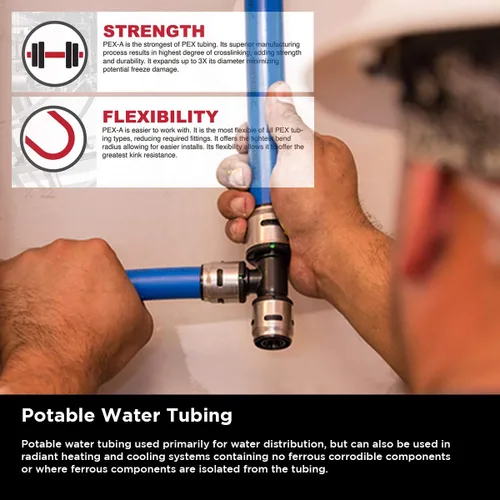 Miniatura 6 de Pex-A Tubería de 1/2 pulgada x 1000 pies, tubo sin barrera para agua potable, tubo de agua flexible para fontanería, azul