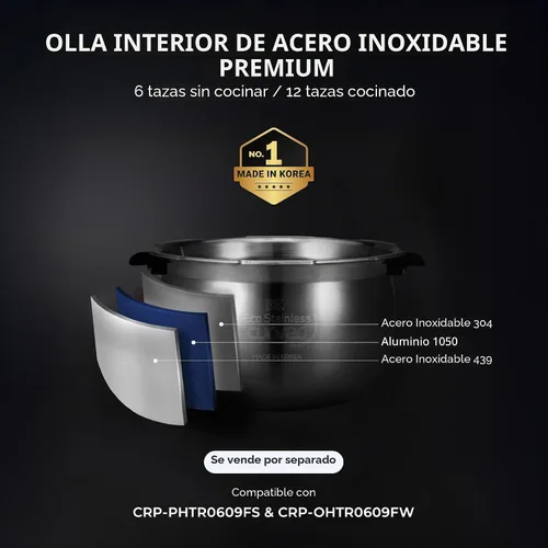 Miniatura 11 de CUCKOO Olla arrocera de doble presión de 6 tazas sin cocer / 12 tazas cocidas con tecnología de calentamiento por inducción, sistema de presión