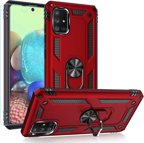 Miniatura 13 de Funda para Samsung A71 5G, Galaxy A71 5G, funda PUSHIMEI de grado militar resistente con protector de pantalla HD, anillo magnético con soporte