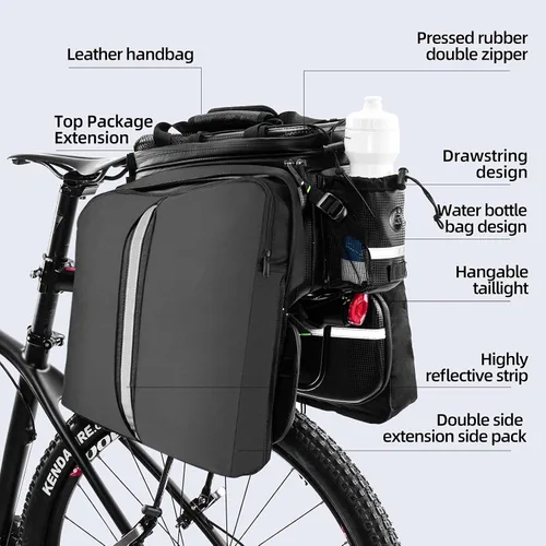 Miniatura 3 de ROCKBROS - Bolsa de maletero para bicicleta, impermeable, de cuero de carbono, para el asiento trasero, alforja, bolso de mano