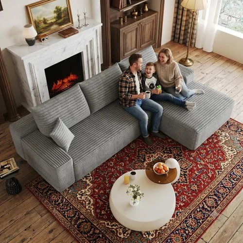 Miniatura 20 de Sofá modular Cloud de 107 pulgadas, sofá modular en forma de L con diván de gran tamaño orientado hacia la izquierda, sofá de pana de asiento