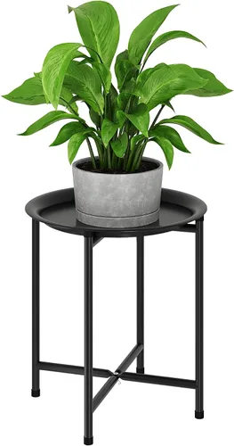 Bamworld Soporte para plantas de interior, mesa alta para plantas grandes, taburete de plantas al aire libre, soporte de metal para plantas para
