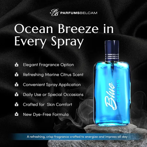 Miniatura 3 de PB ParfumsBelcam Blue Depths Eau de Toilette Fragancia en Spray - 2.5 onzas líquidas. Colonia acuática fresca para hombres con aroma cítrico fresco
