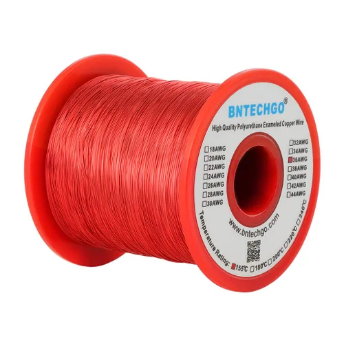 Miniatura 28 de BNTECHGO - Alambre magnético de 26 AWG, cable de cobre esmaltado para bobinado, 4 onzas, 0.0157 pulgadas de diámetro, 1 bobina de color rojo, Rojo 4