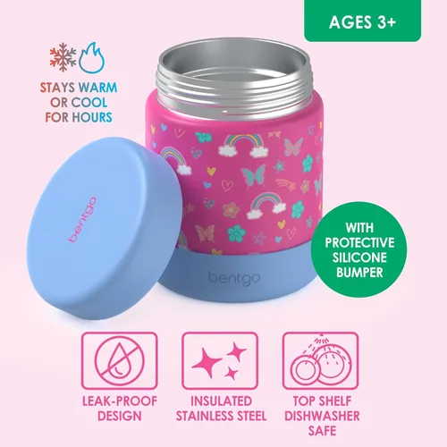 Miniatura 3 de Bentgo Kids Tarro de Comida de Acero Inoxidable - Contenedor de Alimentos Calientes o Fríos de 11oz a Prueba de Fugas con Doble Aislamiento