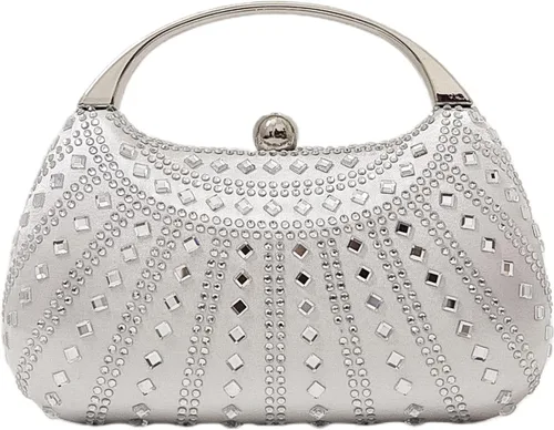 Miniatura 8 de HUANG ZHUANG Elegante bolso de mano de cristal con diamantes de imitación para mujer, bolso de fiesta, boda, baile de graduación, bolsa brillante