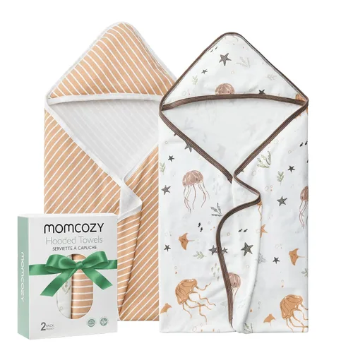 Miniatura 11 de Momcozy Toalla de bebé con capucha, ultra suave y absorbente, juego de toallas de baño grandes para mayor comodidad y suavidad en la piel del bebé