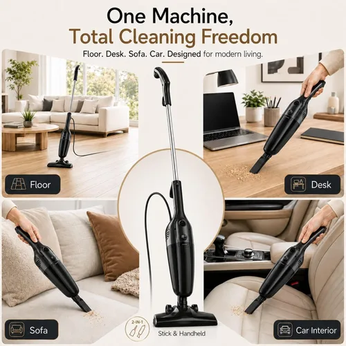 Miniatura 7 de FUNCCUBE Aspiradoras para el hogar, aspiradora de palo con cable, aspiradora de succión de alta potencia para pelo de mascotas, piso de madera dura
