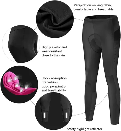 Miniatura 5 de Mysenlan - Conjunto de camiseta de manga larga transpirable para mujer, pantalones largos acolchados 3D, camisa de bicicleta, ropa de ciclismo