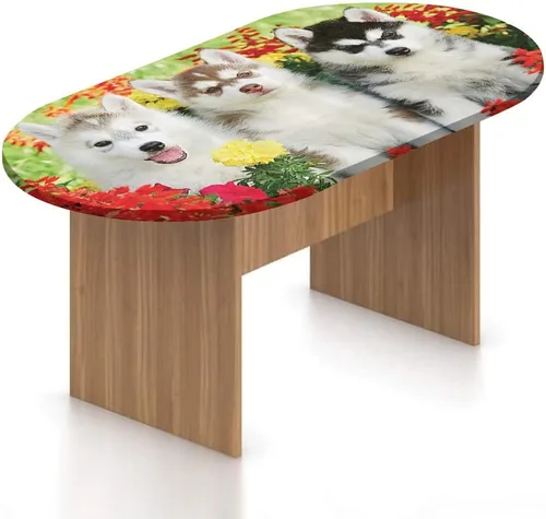 Miniatura 11 de Mantel ajustable ovalado de poliéster con borde elástico, para amantes de los perros, pastor austratliano con estampado de mastín italiano, se