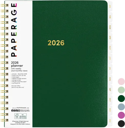 Miniatura 28 de PAPERAGE Agenda semanal y mensual 2026, 12 meses (enero de 2026 a diciembre de 2026), 5.6 x 8 pulgadas, agenda 2026 de tapa dura con hojas semanales