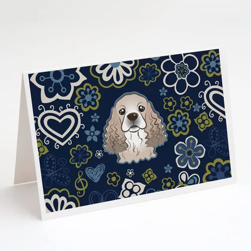 Miniatura 16 de Caroline's Treasures BB5095GCA7P - Tarjetas de felicitación y sobres con diseño de flores azules y sabuesos afganos, paquete de 8 tarjetas en blanco