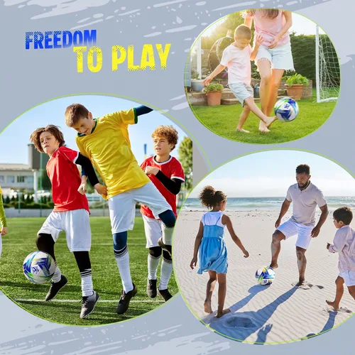 Miniatura 7 de Balón de Fútbol Tamaño 5 Tamaño 4 con Bomba Desinflada, Diseño Multicolor Vibrante, Brillante Tri-Color para Entrenamiento en Interiores/Exteriores
