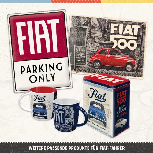 Miniatura 4 de Nostalgic-Art Cartel de hojalata retro – Fiat 500 – Coche rojo en la calle – Idea de regalo para los fanáticos de Italia, placa de metal, diseño