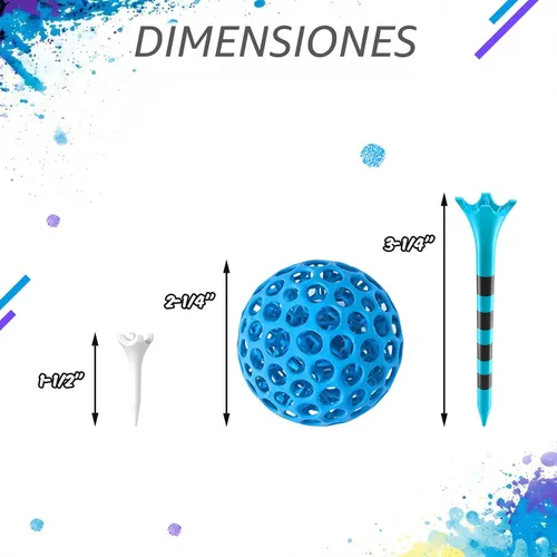Miniatura 6 de Tees de golf profesionales de plástico Full Choice, paquete de 100 (3-1/4" o 2-3/4"), durabilidad y estabilidad mejoradas, diseñados para minimizar