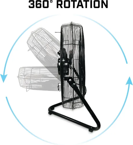 Miniatura 4 de B-Air Firtana 20" Ventilador eléctrico de piso de alta velocidad para garaje, uso industrial y doméstico con 3 velocidades y cabezal de ventilador