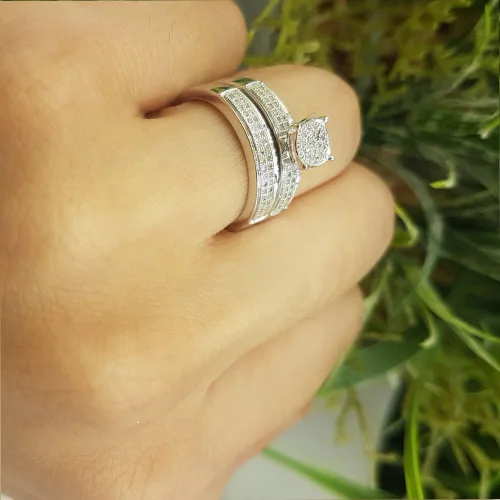 Miniatura 8 de Dazzlingrock Collection Anillo de compromiso de 0,25 quilates (quilates) con diamantes de corte redondo para mujer, plata de ley de 14 quilates