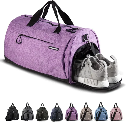 Fitgriff Bolsa de gimnasio V1 para hombres y mujeres con compartimento para zapatos y artículos húmedos, bolsa de lona para viajes, deportes,