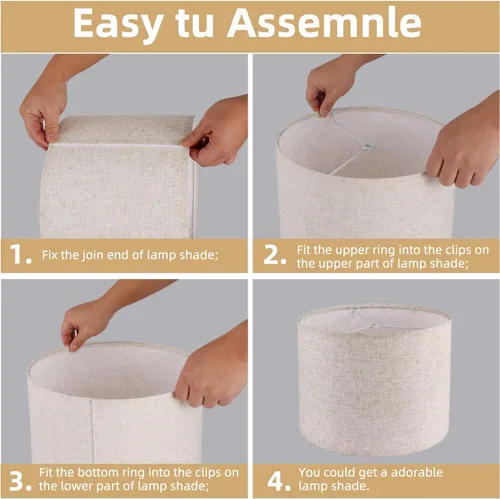 Miniatura 3 de Juego de 2 pantallas para lámpara de tambor de tela, 12.6"Dx9.5"H, para lámparas de mesa, de pie y colgantes, pantallas (ajuste de araña), pantallas