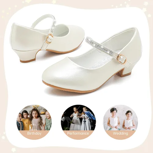 Miniatura 6 de Motasha Zapatos de vestir para niñas pequeñas, zapatos de princesa con purpurina Mary Jane para niñas, tacones bajos, fiesta, boda, para niños
