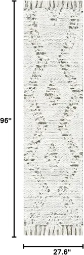 Miniatura 2 de SAFAVIEH Vermont Collection - Alfombra de pasillo, 2 pies 3 pulgadas x 8 pies, diseño de lana de tejido plano, color marfil y verde, ideal