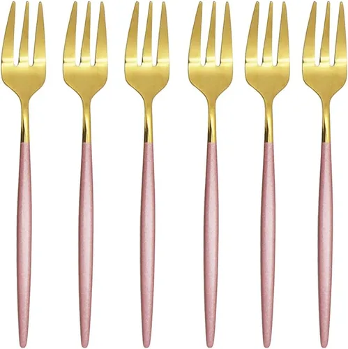 Miniatura 4 de Juego de 6 espátulas de pastel de pizza para tartas, espátulas de acero inoxidable 18/10, tenedores para tartas, mini tenedores para frutas