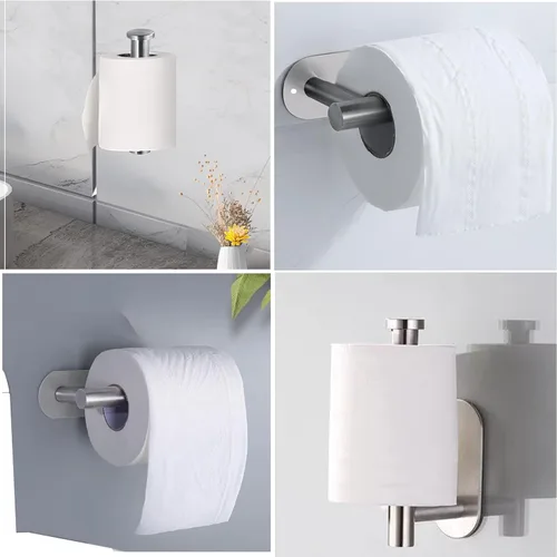 Miniatura 2 de Soporte de papel higiénico, autoadhesivo o perforado, opcional SUS 304, de acero inoxidable, montado en la pared, soporte de papel higiénico