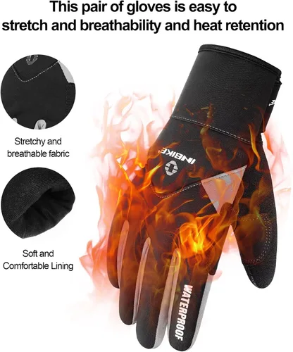 Miniatura 4 de INBIKE Guantes de ciclismo de invierno para hombres y mujeres, para clima frío, térmicos, resistentes al viento, guantes de bicicleta de gel