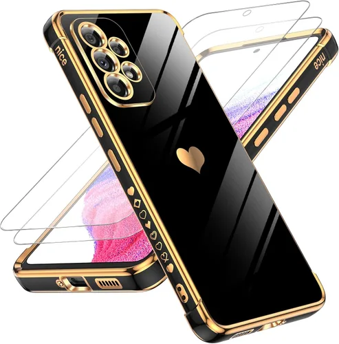 LeYi Funda compatible con Samsung Galaxy A53 5G: Funda Samsung A53 con protector de pantalla [2 piezas] + protección completa de la cámara, chapado