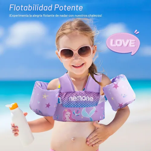 Miniatura 8 de Nemone Chaleco de natación para niños pequeños de 22 a 70 libras, flotadores para niños, chaqueta de natación con alas de agua para el brazo para A