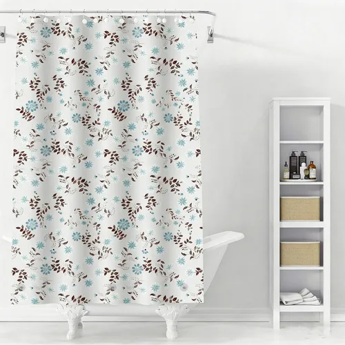 TIKABC Forro de cortina de ducha, forro de ducha de PEVA de flores blancas 4G, cortinas de ducha impermeables de plástico, 72 x 72 pulgadas con