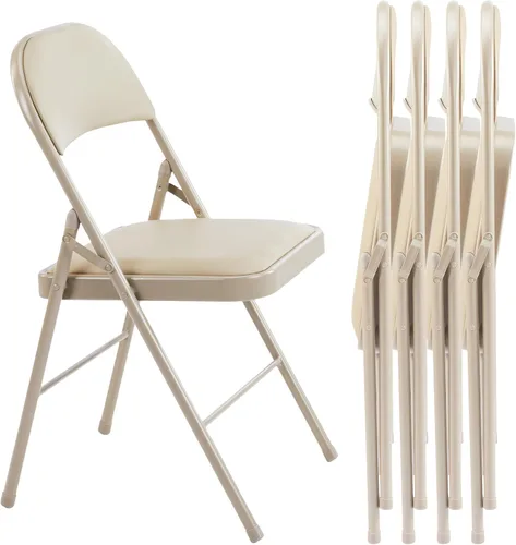 Miniatura 10 de InfiniPower Paquete de 2 sillas plegables con asientos acolchados de cuero y marco de metal duradero, cómodas, plegables, portátiles, interiores