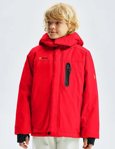 Miniatura 2 de GEMYSE Chaqueta de esquí impermeable con capucha para niño con forro polar resistente al viento chaqueta de invierno