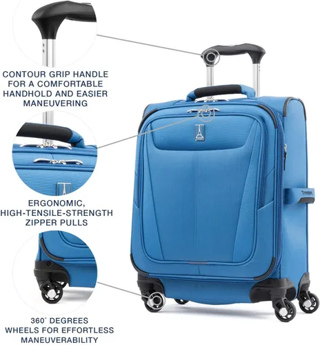 Miniatura 267 de Travelpro Maxlite 5 - Juego de 2 piezas de equipaje de mano de tela, expandibles con 4 ruedas giratorias, bolso blando para debajo del asiento, Negro