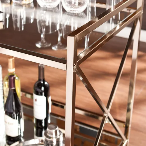 Miniatura 4 de SEI Furniture - Carrito de barra Maxton - Diseño de transición, hierro dorado - Ideal para sala de estar, bar en casa (HZ2041)