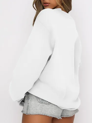 Miniatura 2 de ANRABESS Sudadera de manga larga para mujer, casual, cuello redondo, ajuste holgado, sudadera con capucha de forro polar para otoño