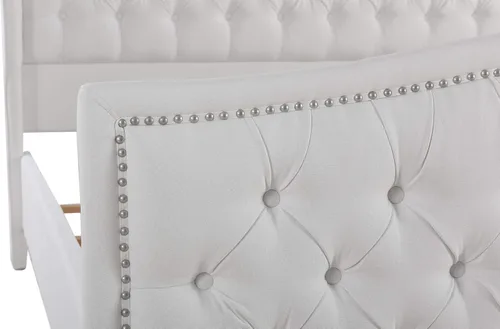 Miniatura 6 de Jennifer Taylor Home Marcella - Cama con respaldo copetudo y orejero, King, blanco brillante Poliéster blanco brillante