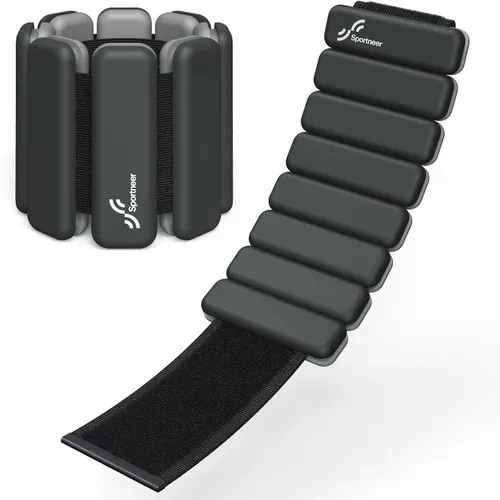 Sportneer Pesas de muñeca y tobillo para mujeres y hombres, 1 par (1 libra/2 libras cada uno), pulsera con peso ajustable de silicona para yoga,