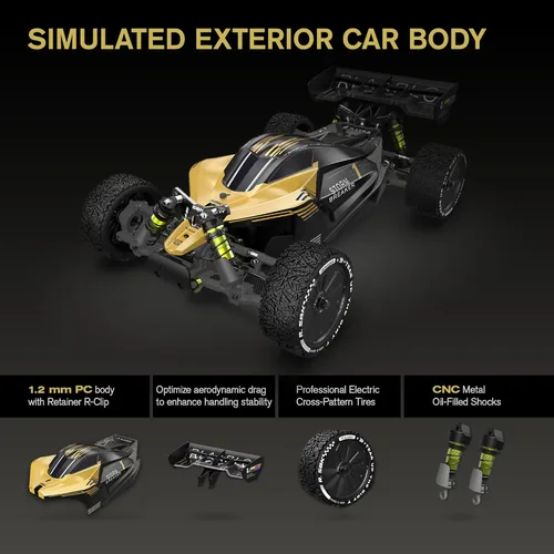 Miniatura 3 de RLAARLO 1/10 Coches RC sin escobillas, RTR Monster Truck, 4 × 4 RC Buggy, MAX 50+ MPH, 4WD, impermeable, fibra de carbono, negro, a partir de 14 años