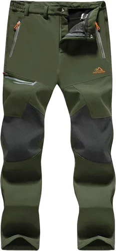 MAGCOMSEN Pantalones de invierno para hombre, con forro polar, resistentes al agua, 4 bolsillos con cremallera, pantalones para exteriores