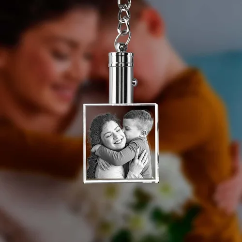 Miniatura 7 de ArtPix 3D Llavero de fotos de cristal rectangular, regalo de Navidad personalizado para mamá, papá