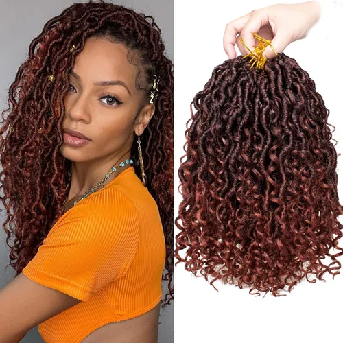 Miniatura 21 de Extensiones de cabello sintético de ganchillo de 24 pulgadas con extremos rizados, extensiones de cabello sintético con extremos rizados, trenzas